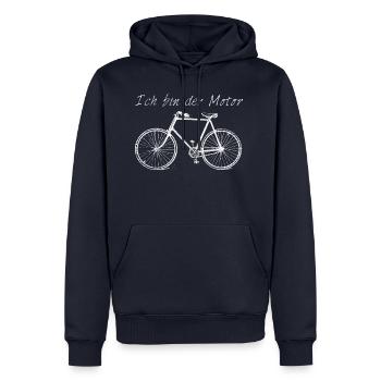 Ich bin der Motor - Männer Premium Bio Hoodie - Navy - Vorne - Nico (187cm)