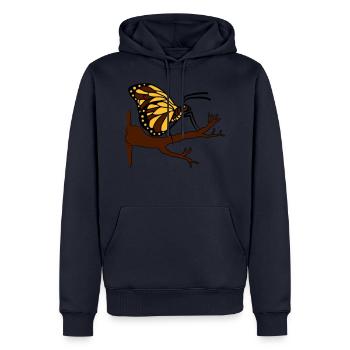 schmetterling auf ast baum wald insekt fluegel - Männer Premium Bio Hoodie - Navy - Vorne - Nico (187cm)