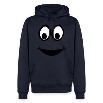 Funny Face, Cartoon Face, Trickfilm, - Männer Premium Bio Hoodie - Navy - Vorne - Nico (187cm)