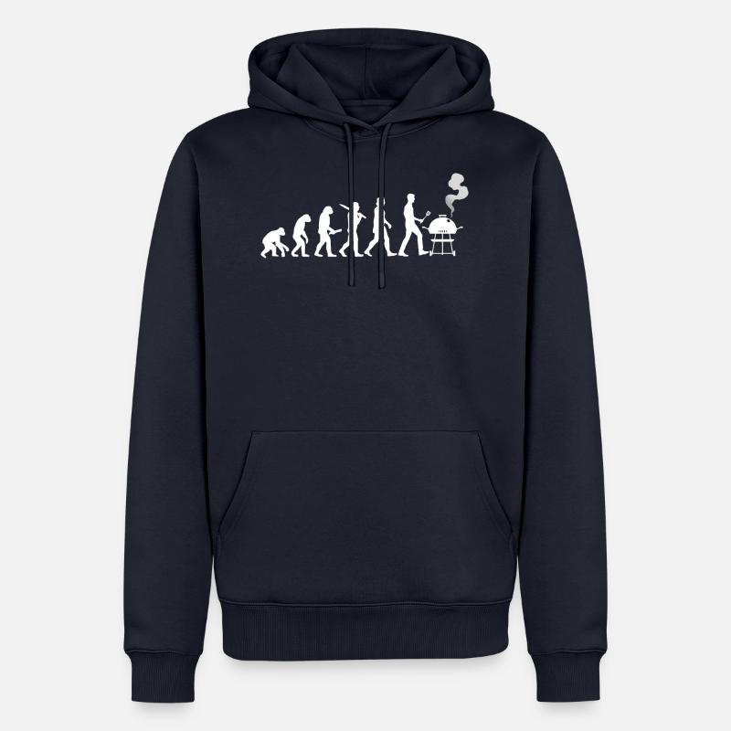 Evolution Barbecue Sphérique Cadeau - Sweat à capuche Premium bio Homme - bleu marine