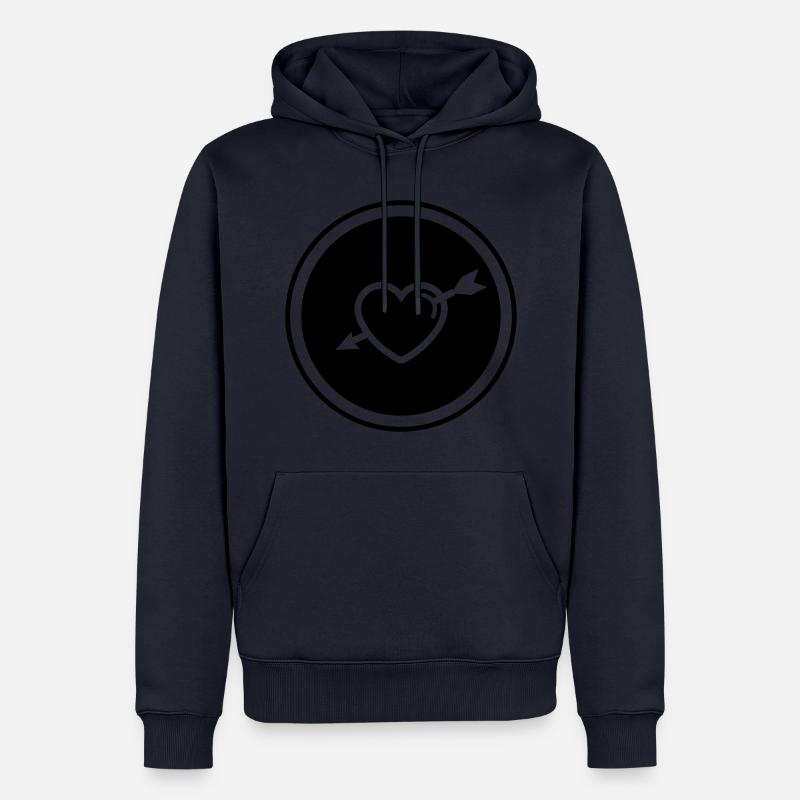 Flèche du symbole du cœur - Sweat à capuche Premium bio Homme - bleu marine