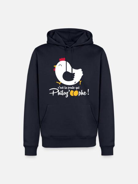 Est-ce la poule qui fit les z'œufs ? - Sweat à capuche Premium bio Homme - bleu marine