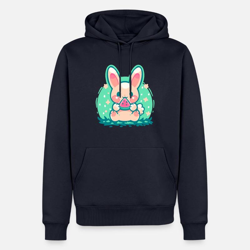 Lapin pastèque d’été - Sweat à capuche Premium bio Homme - bleu marine