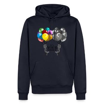 Your Choice - Männer Premium Bio Hoodie - Navy - Vorne - Nico (187cm)