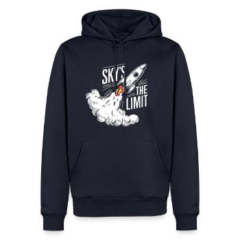 The Sky's No Limit Motivational Quote T-Shirt - Men’s Premium Organic Hoodie - navy - Front - Nico (187cm)