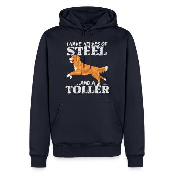 tollersteel - Sweat à capuche Premium bio Homme - bleu marine - Devant - Nico (187cm)