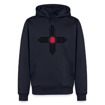Zia Sonne, Mexiko, Indianer Symbol - Männer Premium Bio Hoodie - Navy - Vorne - Nico (187cm)
