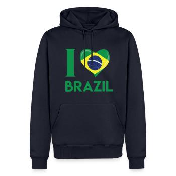 Brasilien Fußball Geschenk Fan Weltmeisterschaft - Männer Premium Bio Hoodie - Navy - Vorne - Nico (187cm)