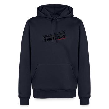 Grundgesetz Die Würde des Menschen ist unantastbar - Männer Premium Bio Hoodie - Navy - Vorne - Nico (187cm)