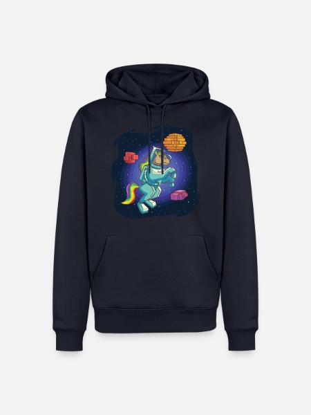 Astronauten-Pferd in Voxel-Land - Männer Premium Bio Hoodie - Navy