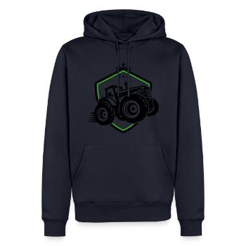 Tracteur Silhouette Agriculture - Sweat à capuche Premium bio Homme - bleu marine - Devant - Nico (187cm)