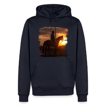 Reiten ist eine alte Tradition - Männer Premium Bio Hoodie - Navy - Vorne - Nico (187cm)