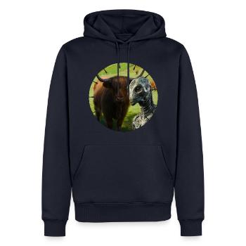 Alien in die Kamerafalle getappt? - Männer Premium Bio Hoodie - Navy - Vorne - Nico (187cm)