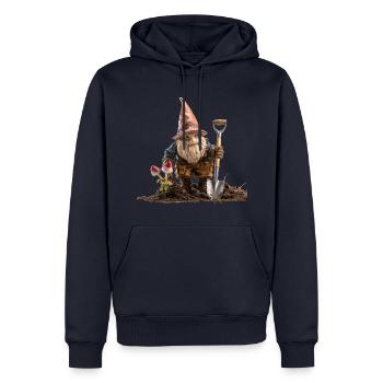 Humor im Garten mit Gartenzwerge - Männer Premium Bio Hoodie - Navy - Vorne - Nico (187cm)