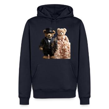 Deux ours en peluche nouvellement mariés - Sweat à capuche Premium bio Homme - bleu marine - Devant - Nico (187cm)
