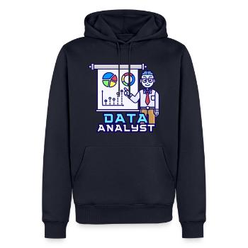 Data Analyst Ingénieur Scientifique Power BI SQL ETL - Sweat à capuche Premium bio Homme - bleu marine - Devant - Nico (187cm)