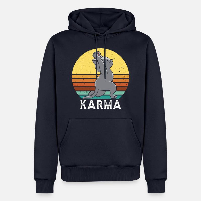 KARMA CAT - Männer Premium Bio Hoodie - Navy