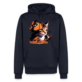 Petit chaton, chat tigré - Sweat à capuche Premium bio Homme - bleu marine - Devant - Nico (187cm)