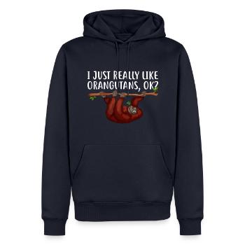Ich mag Orang-Utans einfach sehr gerne - lustiger Orang-Utan - Männer Premium Bio Hoodie - Navy - Vorne - Nico (187cm)