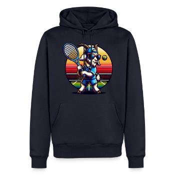 Conception de terrain de joueur de tennis de chèvre - Sweat à capuche Premium bio Homme - bleu marine - Devant - Nico (187cm)