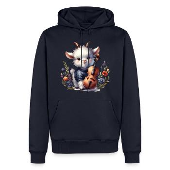 Süße Ziege Spielt Cello Auf Bauernhof - Männer Premium Bio Hoodie - Navy - Vorne - Nico (187cm)