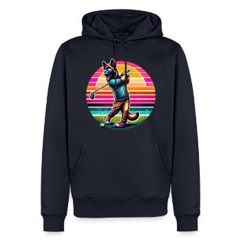 Lustiger Malinois Hund Golfspieler Design für - Männer Premium Bio Hoodie - Navy - Vorne - Nico (187cm)