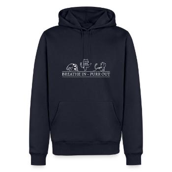 Katzen Yoga Sport Meditation - Männer Premium Bio Hoodie - Navy - Vorne - Nico (187cm)