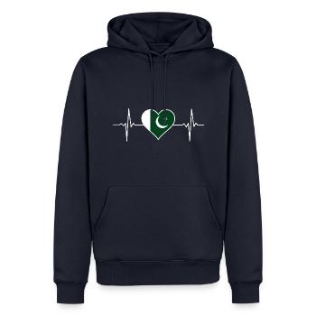 Battement de cœur du drapeau pakistanais - Sweat à capuche Premium bio Homme - bleu marine - Devant - Nico (187cm)