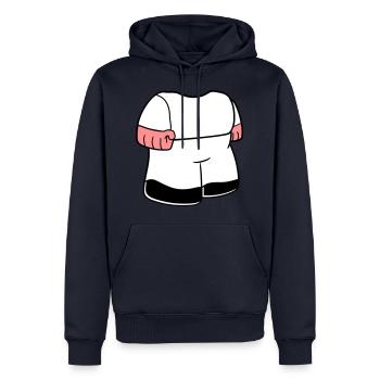 koerper zwerg klein gesicht kopf lustig comic - Männer Premium Bio Hoodie - Navy - Vorne - Nico (187cm)