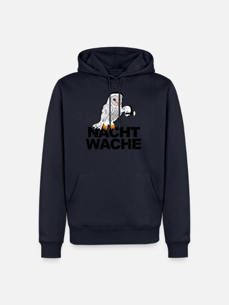 Vogel Nachtwache Eule mit Taschenlampe - Männer Premium Bio Hoodie - Navy