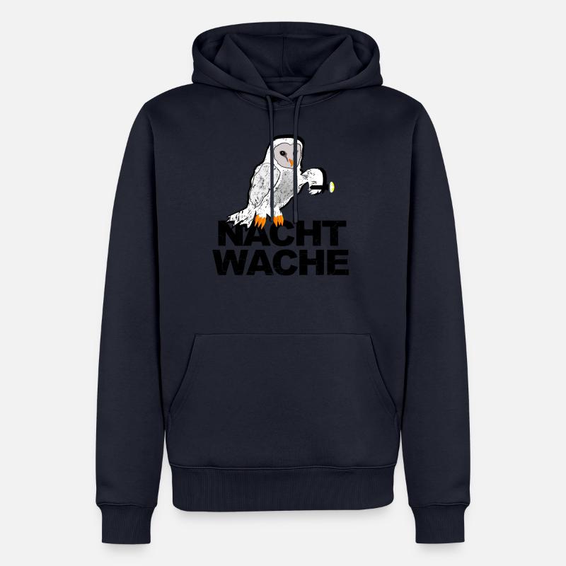 Vogel Nachtwache Eule mit Taschenlampe - Männer Premium Bio Hoodie - Navy