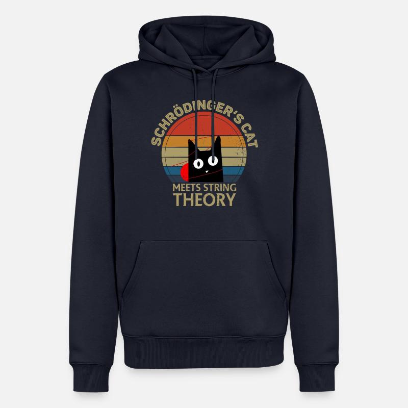 Cadeau drôle de physique de chat de Schrödinger - Sweat à capuche Premium bio Homme - bleu marine