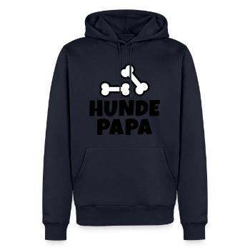 Hundepapa - Männer Premium Bio Hoodie - Navy - Vorne - Nico (187cm)
