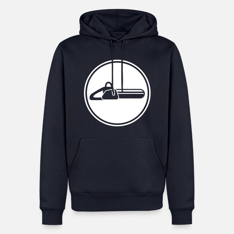 Icône d’icône de tronçonneuse - Sweat à capuche Premium bio Homme - bleu marine