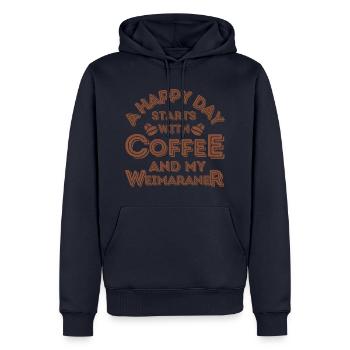 Weimaraner Kaffee Hund Cafe - Männer Premium Bio Hoodie - Navy - Vorne - Nico (187cm)