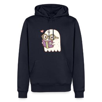 Cute Ghost Reading A Book With A Skull - Men’s Premium Organic Hoodie - navy - Front - Nico (187cm)