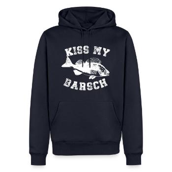 Kiss my Barsch - Männer Premium Bio Hoodie - Navy - Vorne - Nico (187cm)