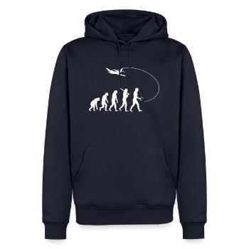 Evolution des Piloten - Männer Premium Bio Hoodie - Navy - Vorne - Nico (187cm)
