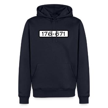 Réservoir Buster - Sweat à capuche Premium bio Homme - bleu marine - Devant - Nico (187cm)