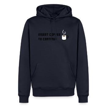 Kaffee Lebenselexier - Kaffee Rein weitermachen - Männer Premium Bio Hoodie - Navy - Vorne - Nico (187cm)