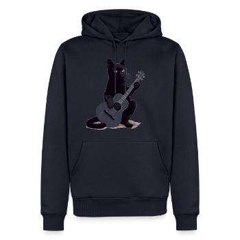 Musiker Schwarze Katze Gitarrist Bombay Katzen - Männer Premium Bio Hoodie - Navy - Vorne - Nico (187cm)