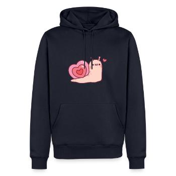 Escargot mignon avec une coquille en forme de coeur - Sweat à capuche Premium bio Homme - bleu marine - Devant - Nico (187cm)