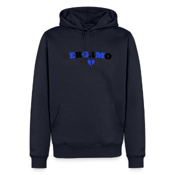 Bergame Italie - Sweat à capuche Premium bio Homme - bleu marine - Devant - Nico (187cm)