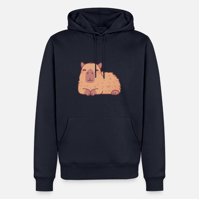 Mignon Doodle Capybara au repos - Sweat à capuche Premium bio Homme - bleu marine