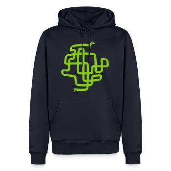 Hot Dog - Langer Spaziergang mit Dackel - Männer Premium Bio Hoodie - Navy - Vorne - Nico (187cm)
