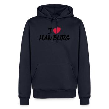 I love Hamburg / I Love Hamburg - Men’s Premium Organic Hoodie - navy - Front - Nico (187cm)