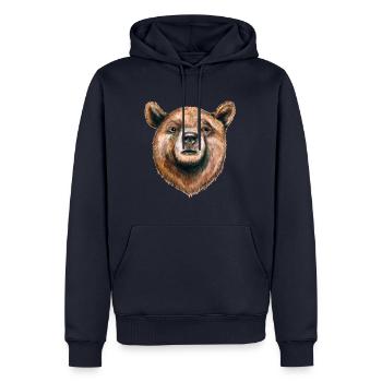 porter - Sweat à capuche Premium bio Homme - bleu marine - Devant - Nico (187cm)