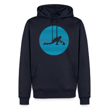 Curling - Männer Premium Bio Hoodie - Navy - Vorne - Nico (187cm)