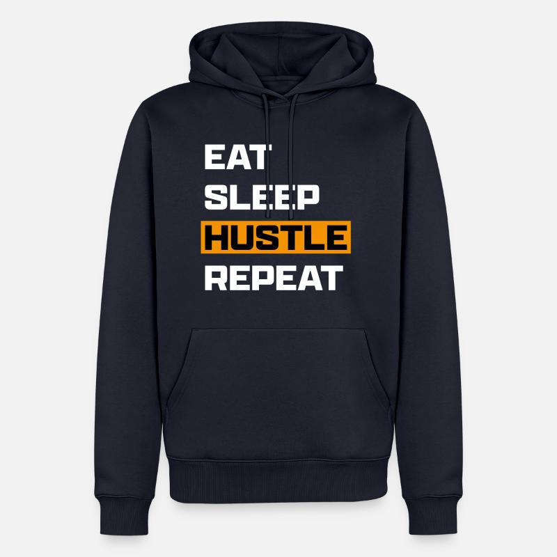 Manger Sleep Hustle Répéter Blanc - Sweat à capuche Premium bio Homme - bleu marine