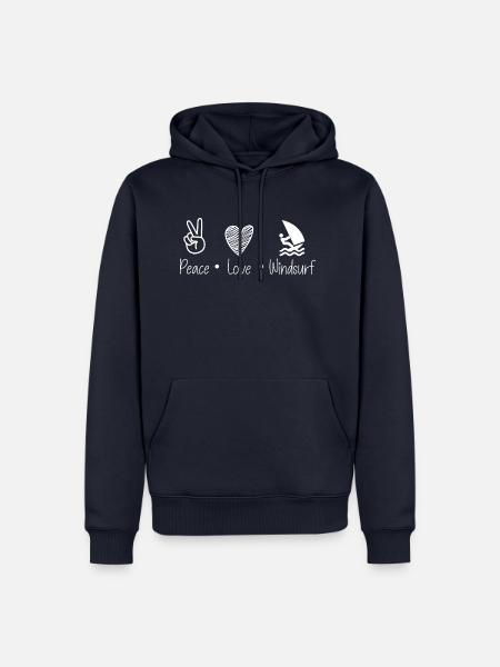 Frieden Liebe Windsurfen - Männer Premium Bio Hoodie - Navy